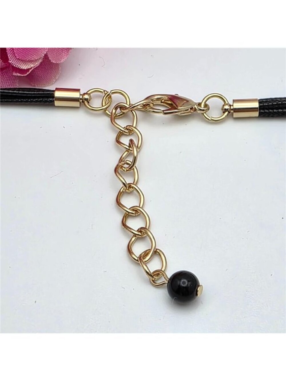 Chunky Pink Acrylic Link Necklace Mod Pop Art Statement Geometric Gold Tone 24" - Picture 6 of 7